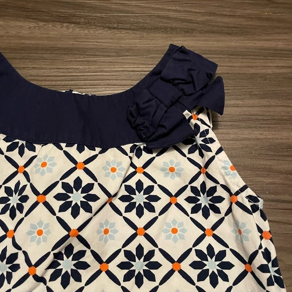Gymboree Navy and Cream Floral Geometric Pattern Sleeveless Dress size 6